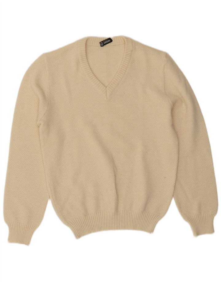 Vintage Ανδρικό πουλόβερ με V λαιμόκοψη IT 50 Medium Off White