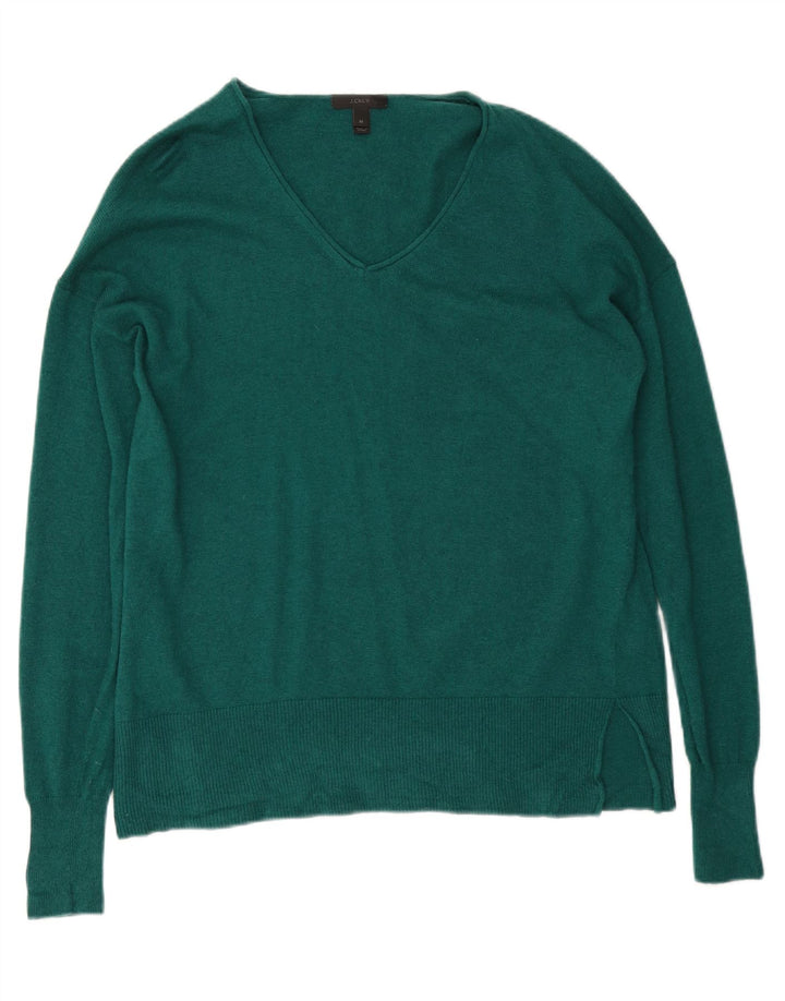 J. CREW Womens V-Neck Jumper Sweater UK 14 Medium Green Wool Vintage J. Crew and Second-Hand J. Crew from Messina Hembry 