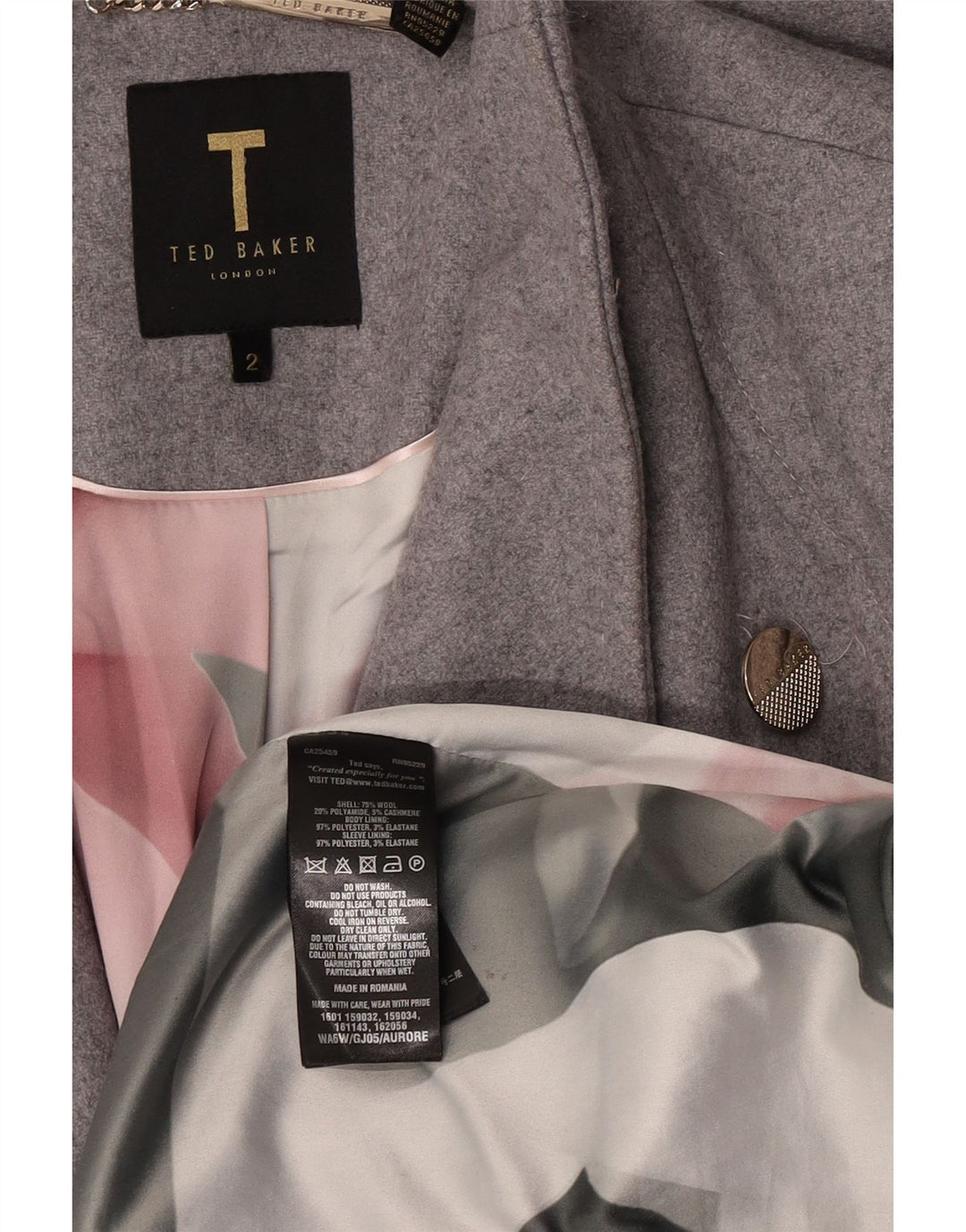 Γυναικείο Πανωφόρι Ted Baker Μέγεθος 2 Μικρό Γκρι Μαλλί