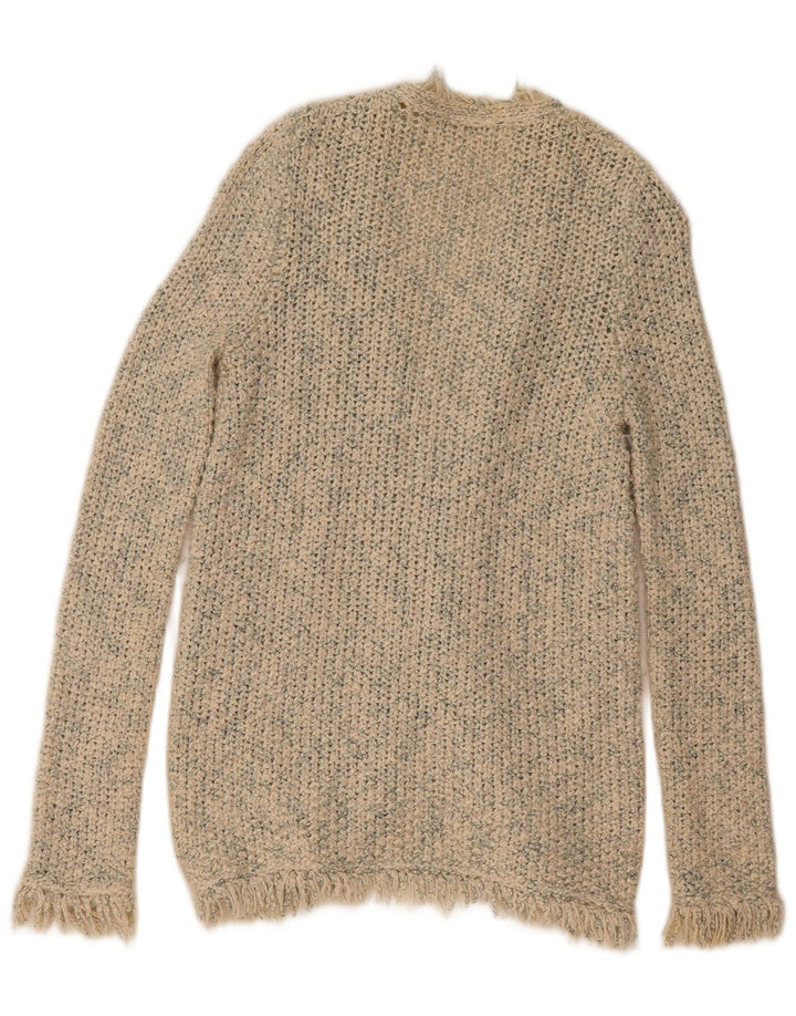 Zara Γυναικείο ανοιχτό πουλόβερ ζακέτα UK 14 Medium Beige Flecked