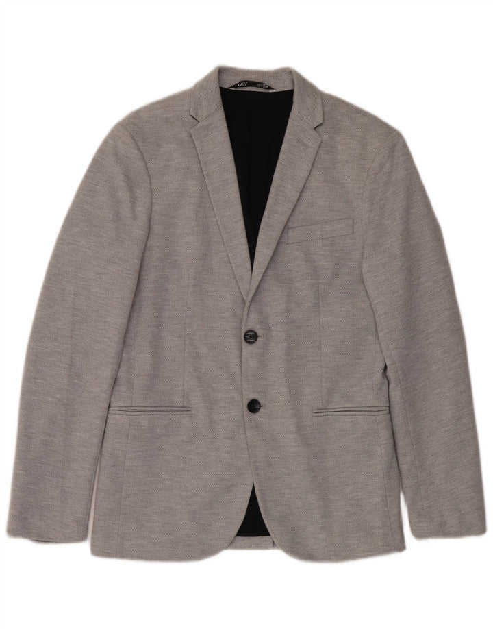 Zara Ανδρικό μπουφάν blazer 2 κουμπιών UK 36 Small Grey Polyester