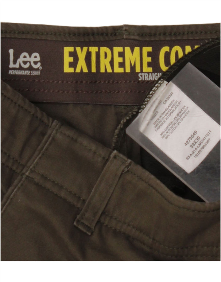 Ανδρικό ίσιο παντελόνι Chino LEE Extreme Comfort W33 L30 Χακί βαμβακερό
