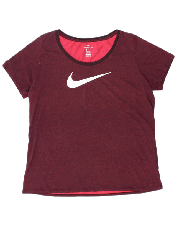Γυναικείο γραφικό μπλουζάκι Nike Dri Fit Top UK 18 XL Βαμβακερό μπορντό