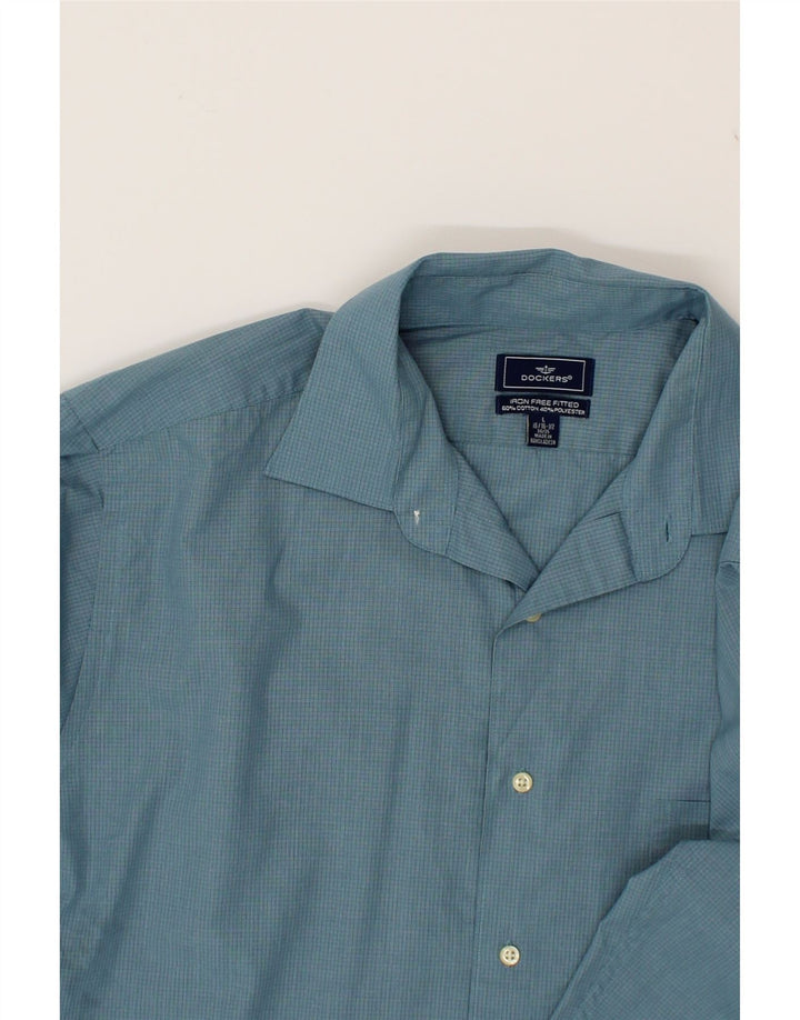 DOCKERS Mens Shirt Size 16 1/2 Large Blue Check Cotton Vintage Dockers and Second-Hand Dockers from Messina Hembry 
