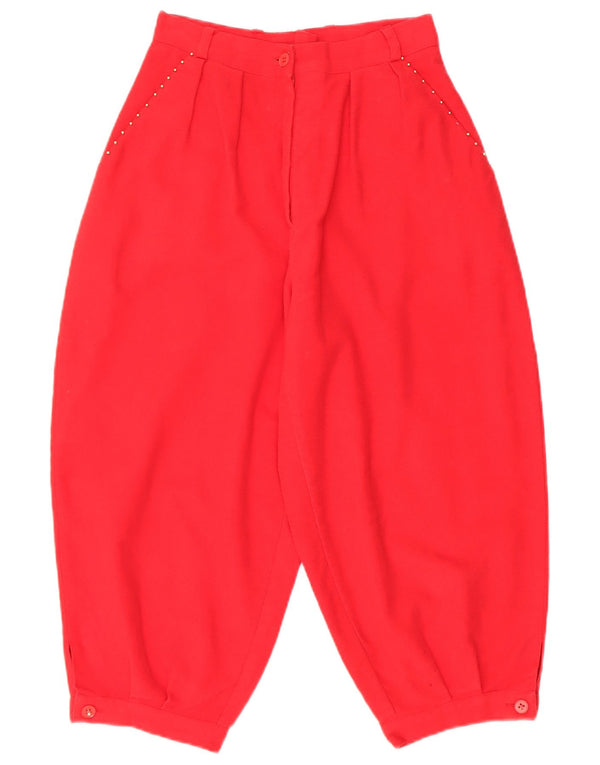 VINTAGE Womens High Waist Tapered Capri Trousers UK 12 Medium W24 L19 Red