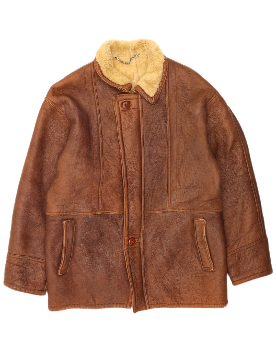 Vintage Ανδρικό Shearling Jacket UK 38 Medium Brown