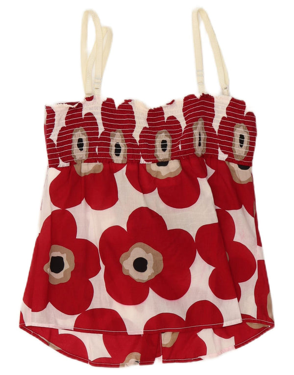 Dolce & Gabbana Womens Crop Cami Top IT 44 Medium Red Floral Cotton
