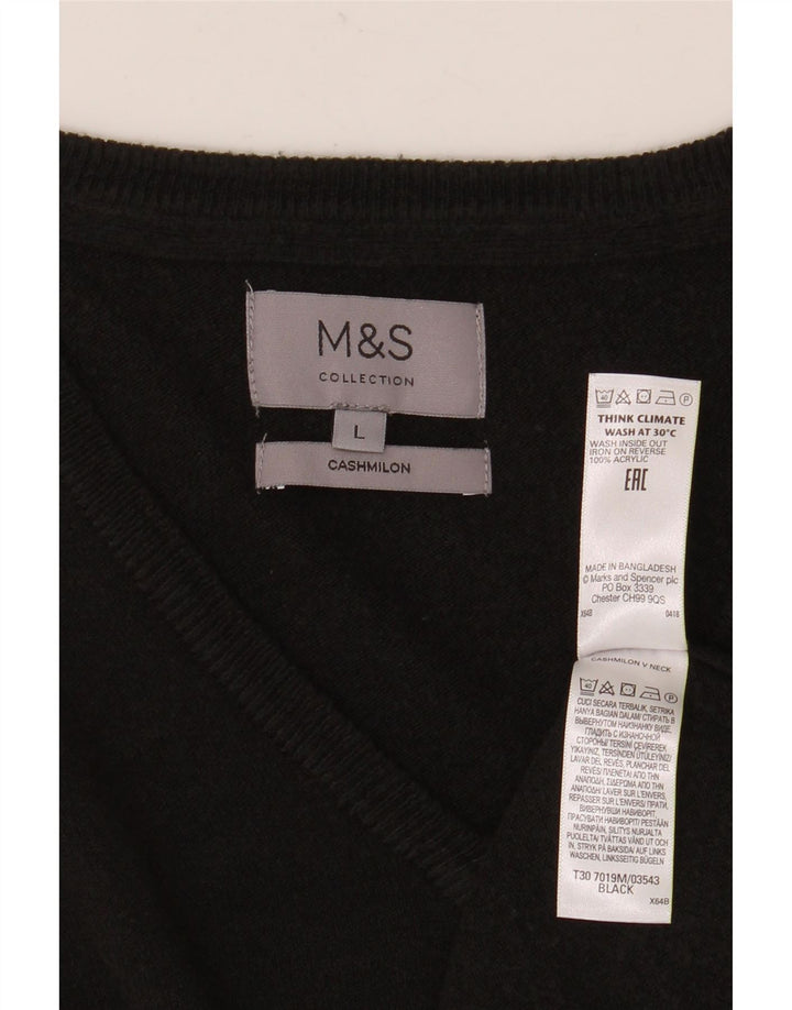 Marks & Spencer Ανδρικό πουλόβερ με λαιμόκοψη με λαιμόκοψη μεγάλο μαύρο ακρυλικό