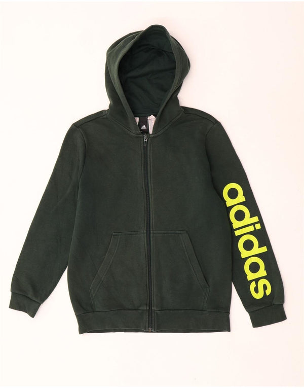 Adidas Boys Graphic Zip Hoodie πουλόβερ 13-14 ετών πράσινο βαμβακερό