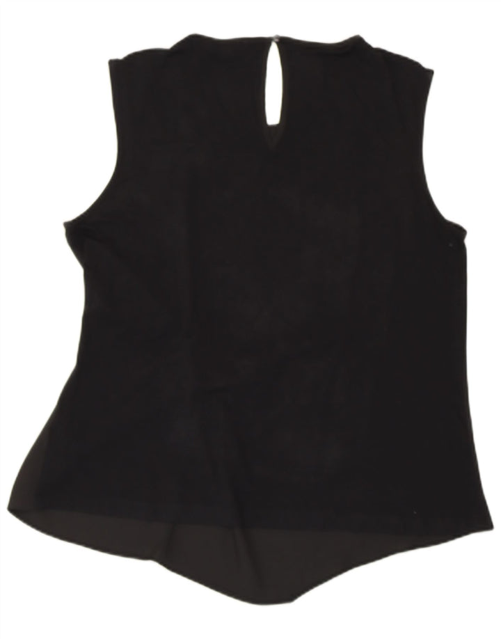 WAREHOUSE Γυναικεία αμάνικη μπλούζα τοπ UK 16 μεγάλη μαύρη βισκόζη