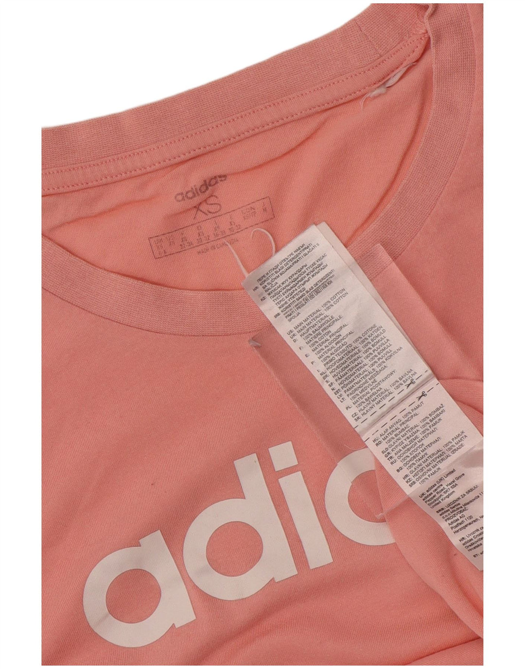 Γυναικείο γραφικό μπλουζάκι ADIDAS Top UK 4/6 XS Ροζ βαμβακερό