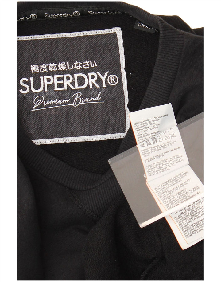 Γυναικείο γραφικό φούτερ SUPERDRY φόρεμα UK 12 μεσαίο μαύρο βαμβακερό