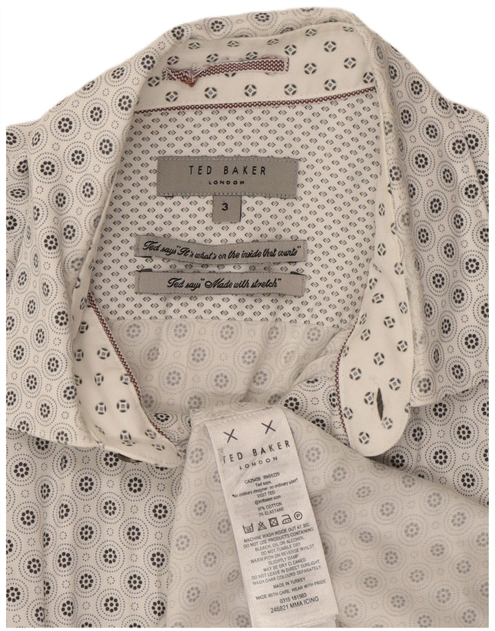 Ανδρικό πουκάμισο Ted Baker Νούμερο 3 Λευκό μεσαίο γεωμετρικό βαμβάκι