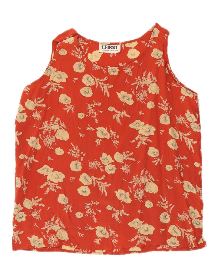 VINTAGE Womens Sleeveless Blouse Top EU 40 Medium Red Floral Silk Vintage Vintage and Second-Hand Vintage from Messina Hembry 