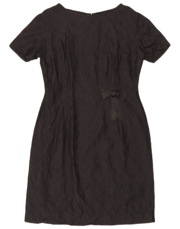 Vintage Γυναικείο Δαντελένιο Φόρεμα IT 44 Medium Black Floral