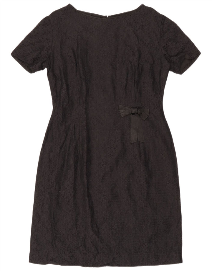 Vintage Γυναικείο Δαντελένιο Φόρεμα IT 44 Medium Black Floral