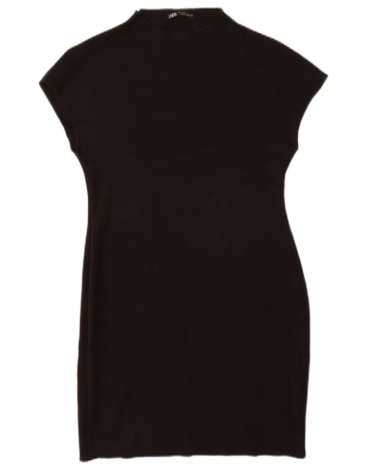 ZARA Womens Bodycon Dress UK 14 Large Black Viscose