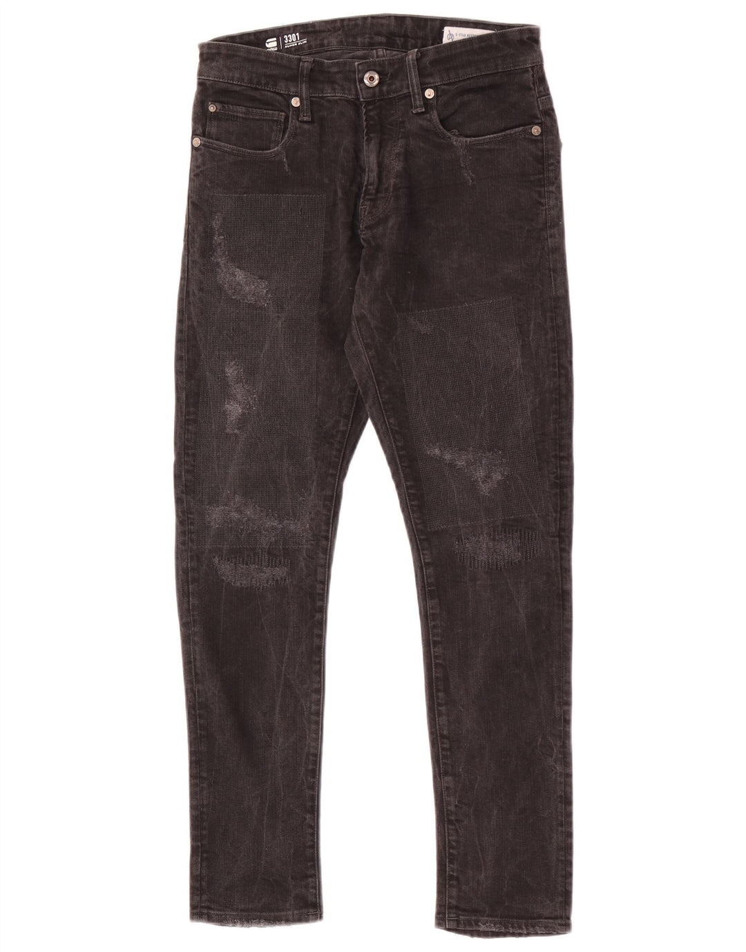 Ανδρικό G-Star 3301 Distressed Super Slim Jeans W28 L29 Μαύρο
