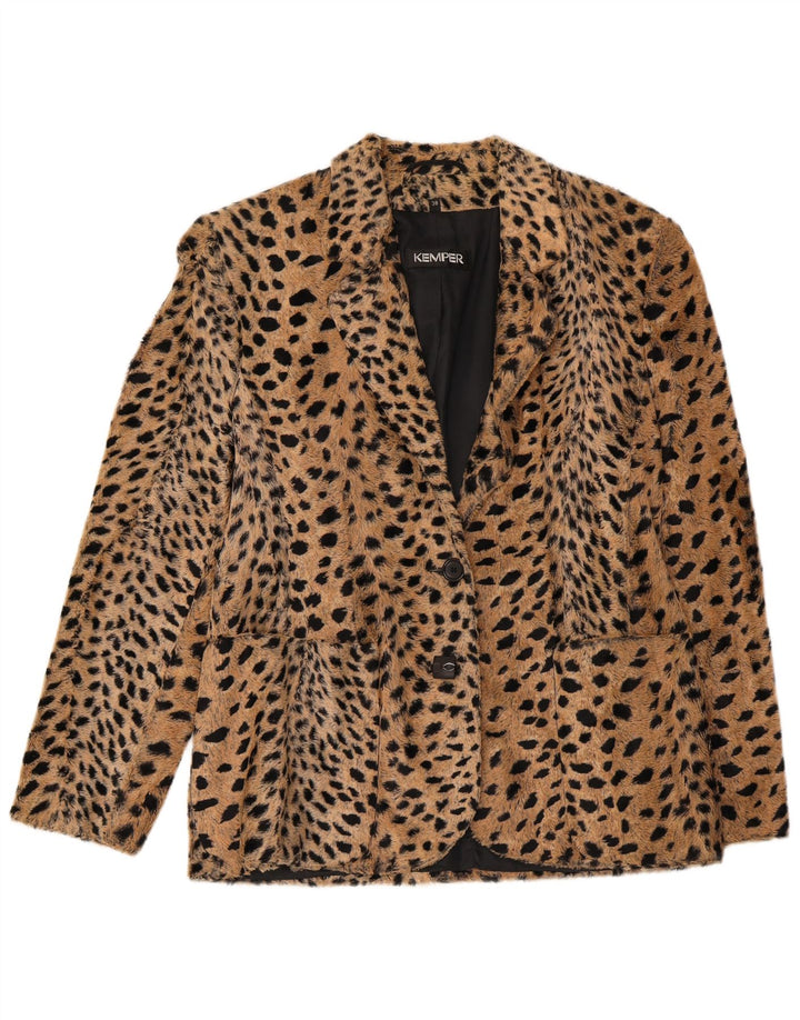 Kemper Γυναικείο σακάκι μπλέιζερ με 2 κουμπιά EU 38 Medium Beige Animal print