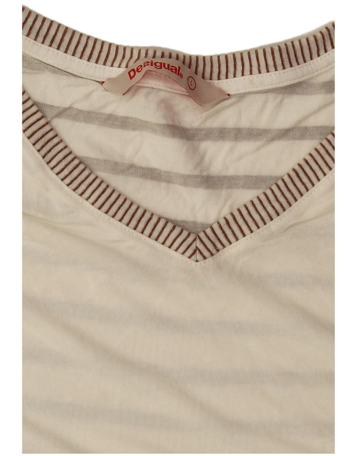 Desigual Γυναικείο T-Shirt Top UK 16 Large Off White Floral