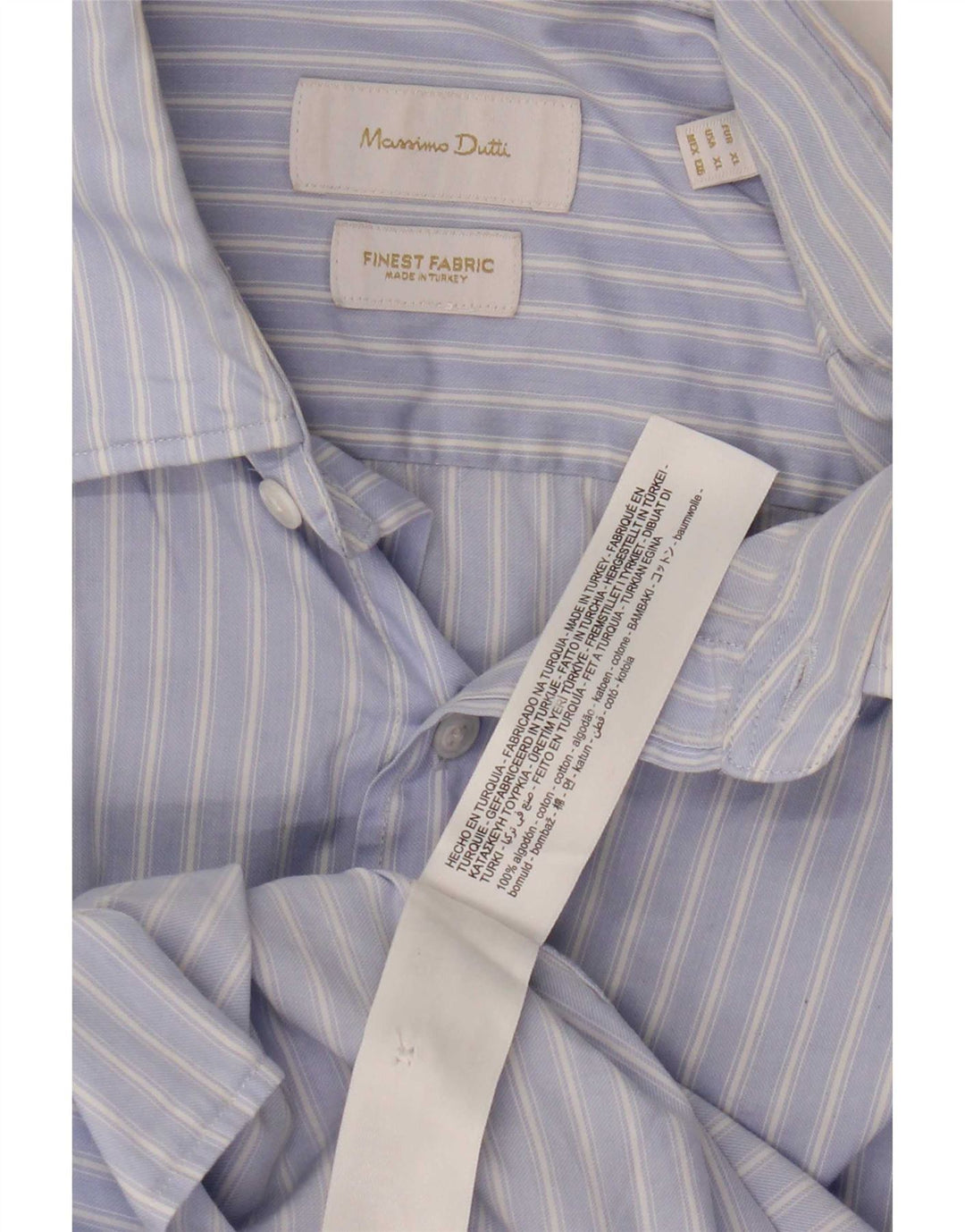 Ανδρικό πουκάμισο Massimo Dutti XL Μπλε βαμβακερό ριγέ