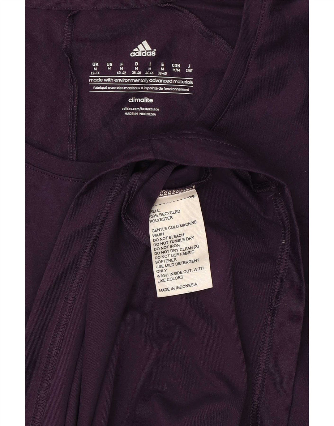 Adidas Γυναικείο T-Shirt Climalite Top UK 12/14 Medium Purple Polyester