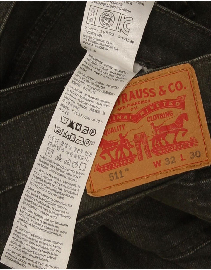 Levi's Mens 511 Slim Jeans W32 L30 Πράσινο βαμβακερό