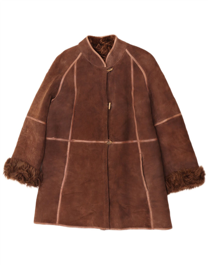 Vintage Γυναικείο Παλτό Shearling UK 14 Μεσαίο Καφέ