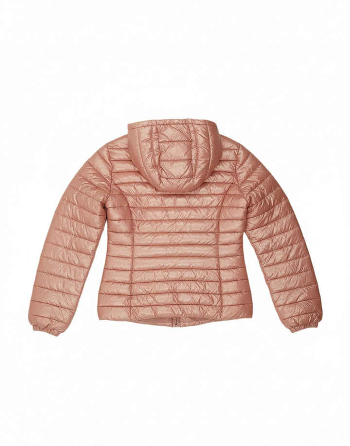 BENETTON Womens Hooded Padded Jacket UK 10 Small Pink Nylon