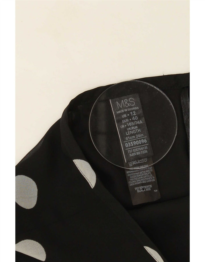 Marks & Spencer Γυναικεία φούστα σε γραμμή Α UK 12 Medium W30 Μαύρη Πουά