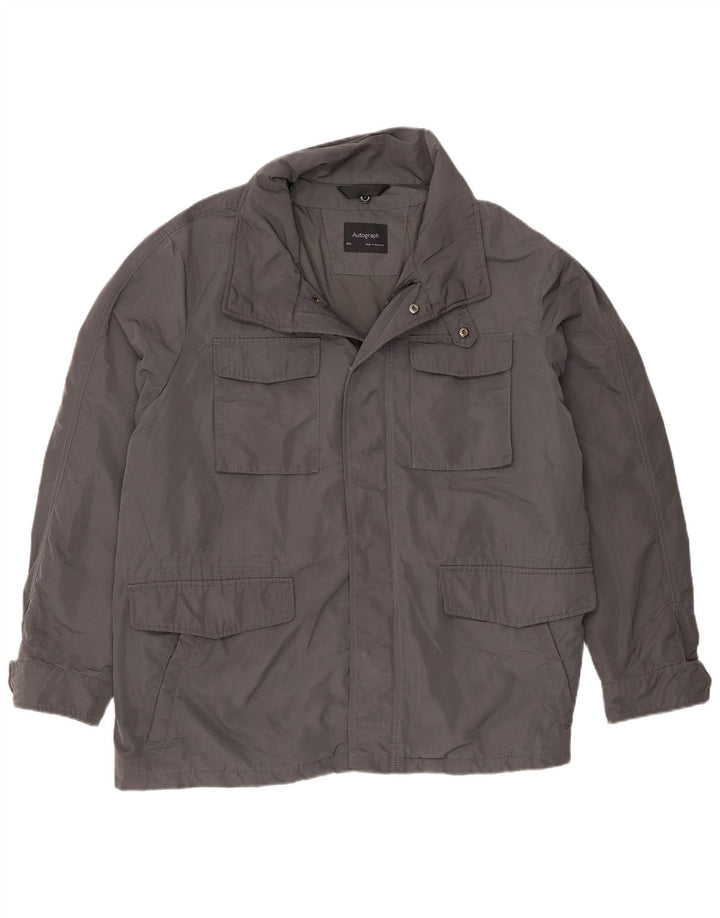 Marks & Spencer Mens Utility Jacket UK 46 3XL Grey Polyester