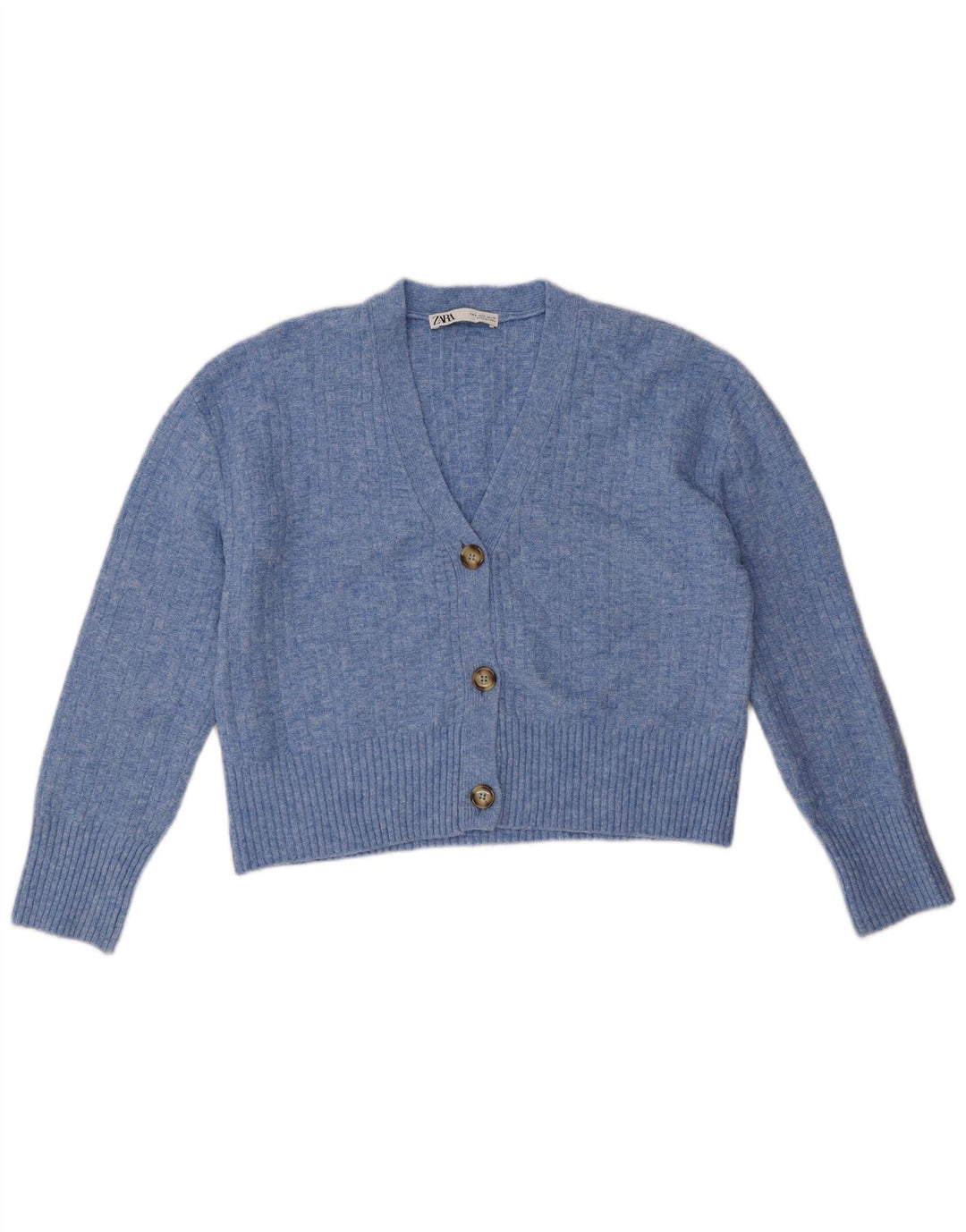 Zara Γυναικείο πουλόβερ με ζακέτα UK 10 Small Blue Polyester