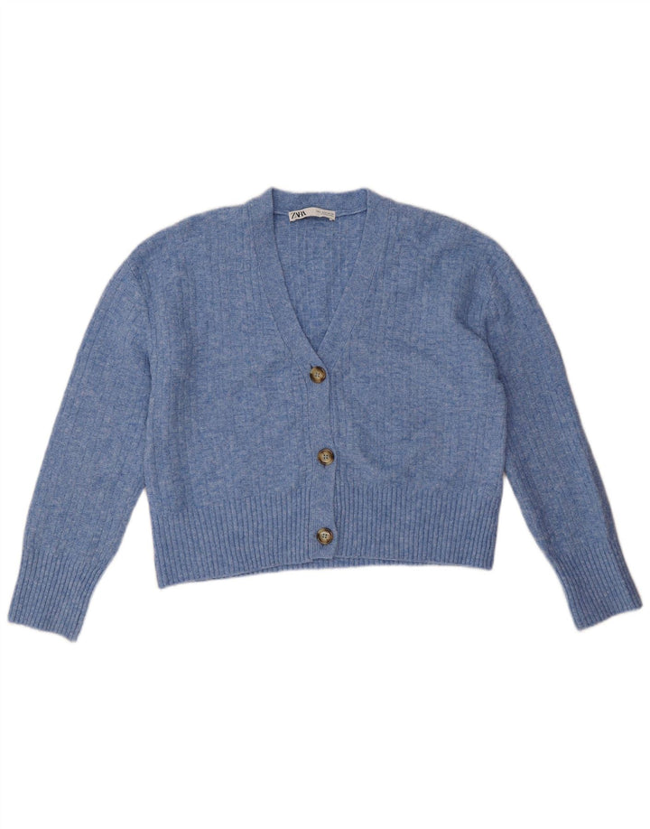 Zara Γυναικείο πουλόβερ με ζακέτα UK 10 Small Blue Polyester