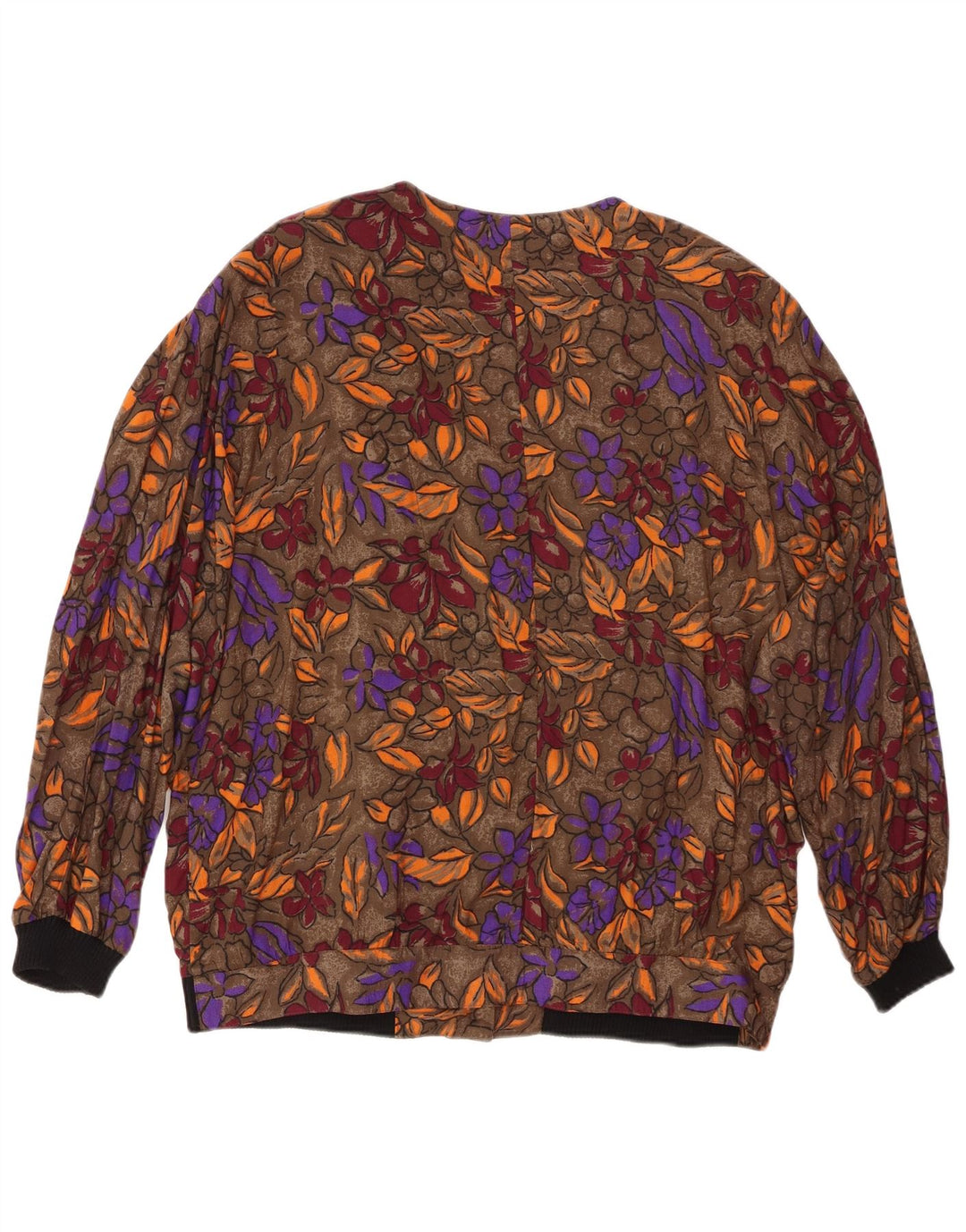 VINTAGE Γυναικείο Πουκάμισο Μπλούζα UK 20 2XL Καφέ φλοράλ βισκόζη