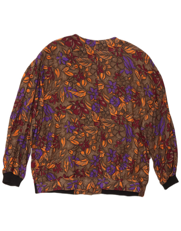 VINTAGE Γυναικείο Πουκάμισο Μπλούζα UK 20 2XL Καφέ φλοράλ βισκόζη