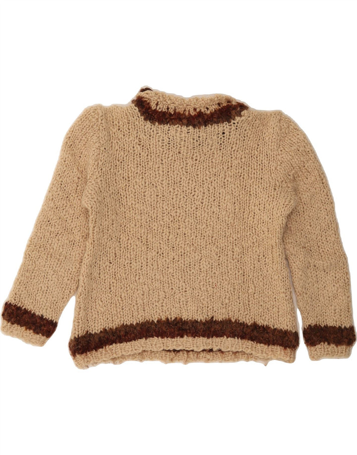 VINTAGE Womens Turtle Neck Jumper Sweater UK 12 Medium Beige Colourblock Vintage Vintage and Second-Hand Vintage from Messina Hembry 