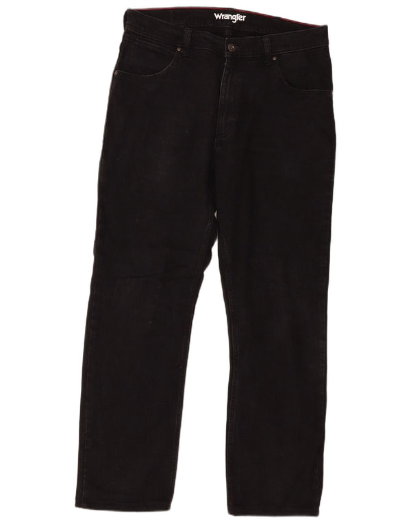 Wrangler Mens Straight Jeans W34 L29 Black Cotton