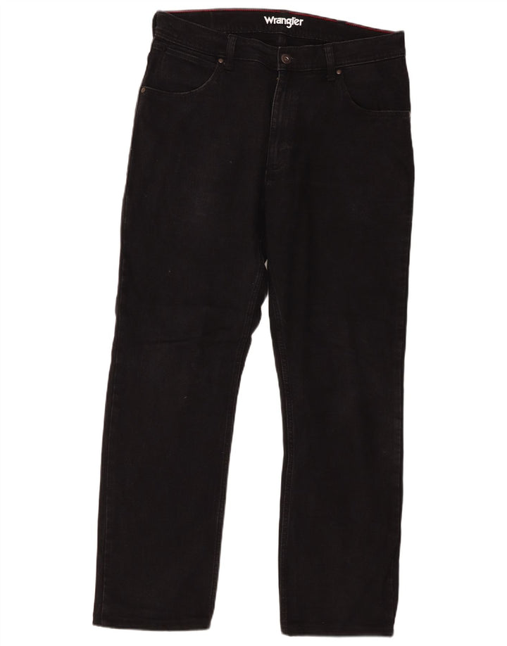 Ανδρικό τζιν Wrangler ίσιο W34 L29 μαύρο βαμβακερό