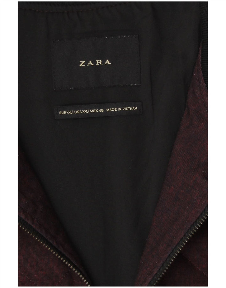 Zara Ανδρικό καπιτονέ Bomber Jacket UK 44 2XL Βουργουνδίας