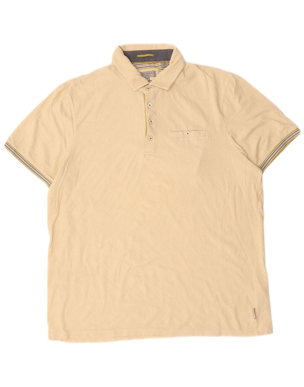 Ανδρικό μπλουζάκι πόλο Ted Baker, νούμερο 5 XL, βαμβακερό κίτρινο με στίγματα