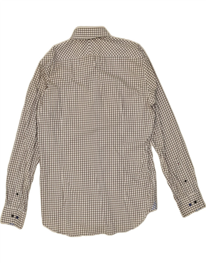 TOMMY HILFIGER Mens Fitted Shirt Size 40 15 1/2 Medium White Check Cotton | Vintage Tommy Hilfiger | Thrift | Second-Hand Tommy Hilfiger | Used Clothing | Messina Hembry 