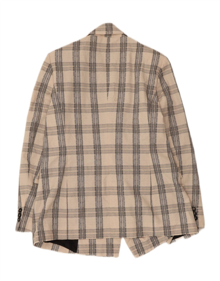 Zara Ανδρικό Μπλέιζερ Διπλό Μπουφάν UK 38 Medium Beige Check Acetate