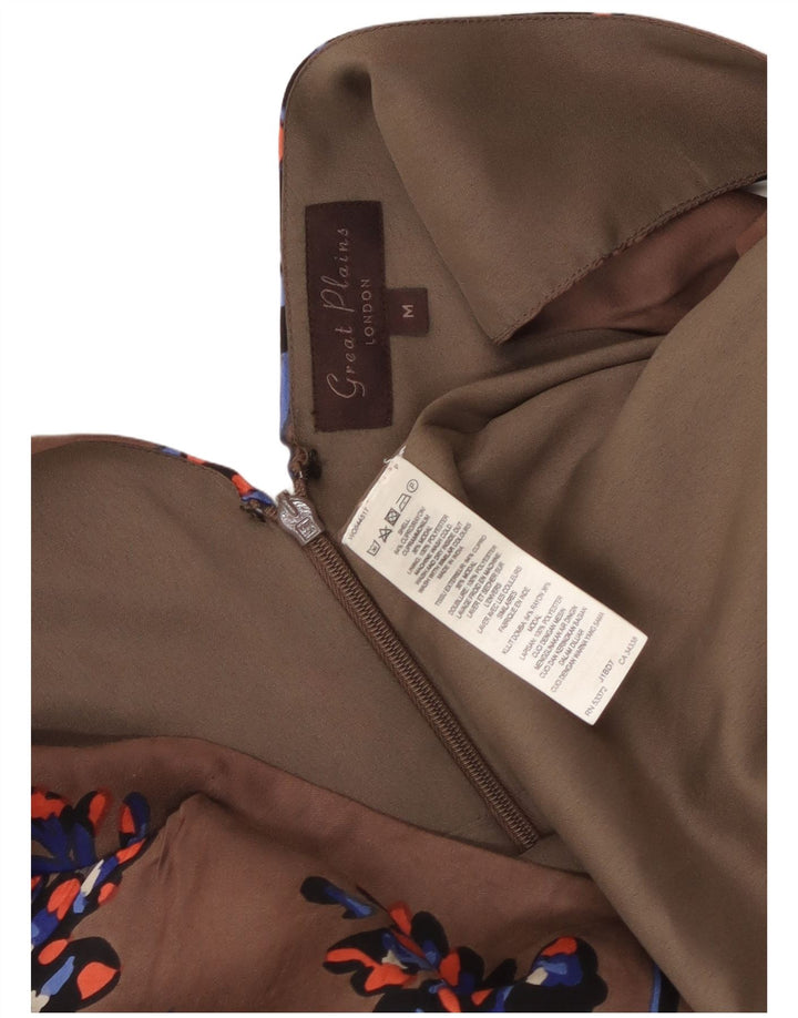 GREAT PLAINS Γυναικείο αμάνικο μάξι φόρεμα UK 12 Μεσαίο καφέ φλοράλ ρεγιόν