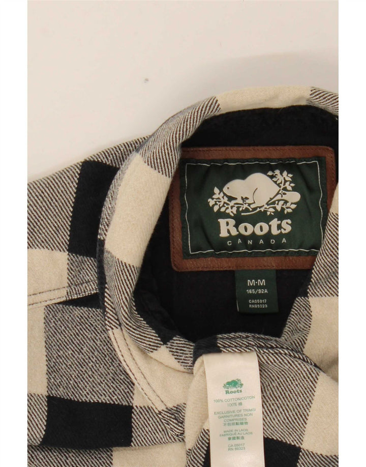 Roots Γυναικείο πουκάμισο Canada Flannel UK 14 Μεσαίο μαύρο βαμβακερό Gingham