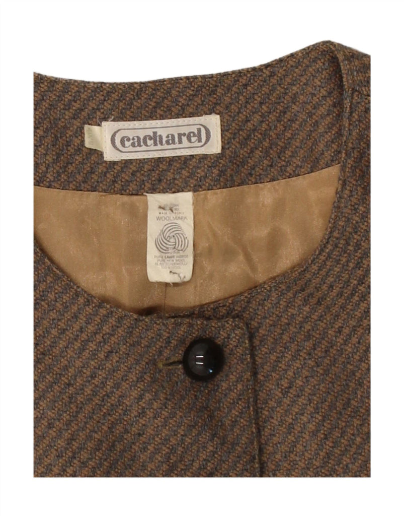 CACHAREL Womens 3/4 Sleeve Blazer Jacket IT 40 Small Brown Virgin Wool Vintage Cacharel and Second-Hand Cacharel from Messina Hembry 
