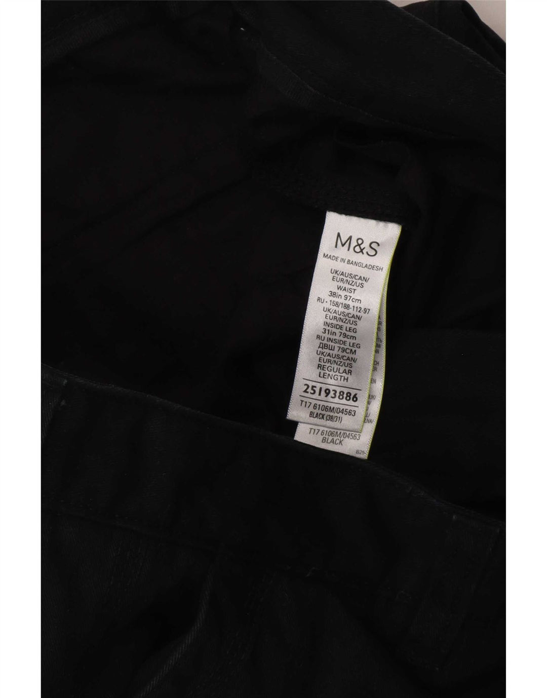 Marks & Spencer Ανδρικό ίσιο παντελόνι Cargo W38 L31 Μαύρο βαμβακερό