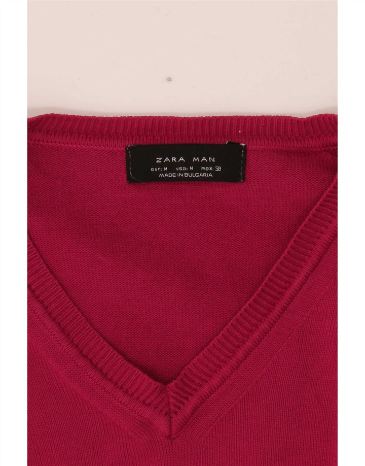 Ανδρικό πουλόβερ Zara με V λαιμόκοψη Μεσαίο Ροζ