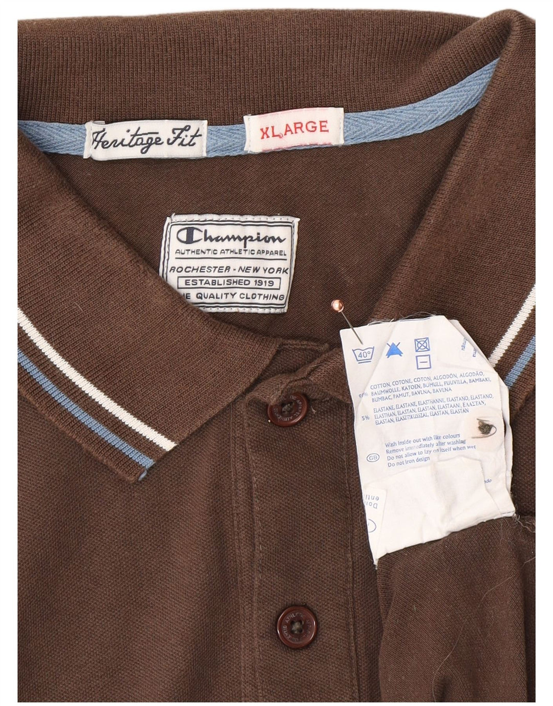 Ανδρικό μπλουζάκι CHAMPION Heritage Fit Polo XL Καφέ βαμβακερό