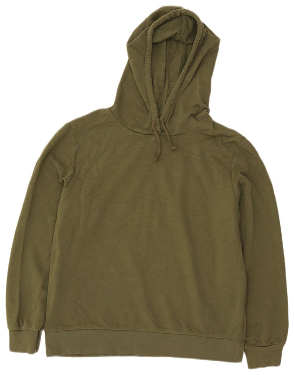 Marks & Spencer Womens Hoodie Jumper UK 14 Large Khaki Cotton