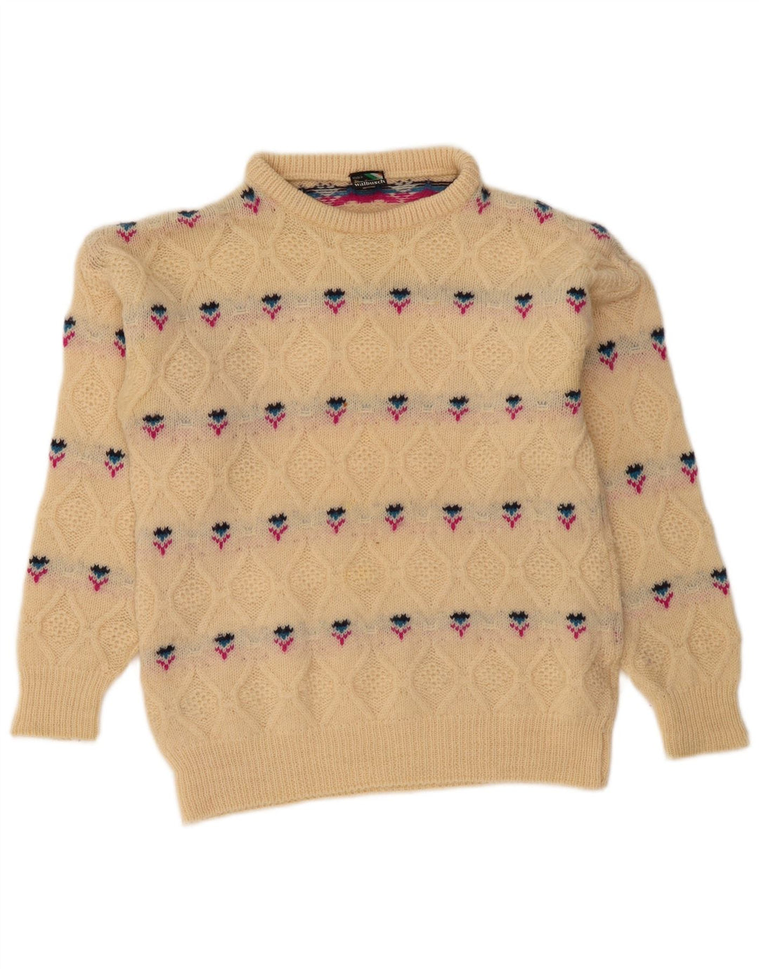 WALBUSCH Γυναικείο πουλόβερ με λαιμό χελώνα UK 16 Large Beige Fair Isle